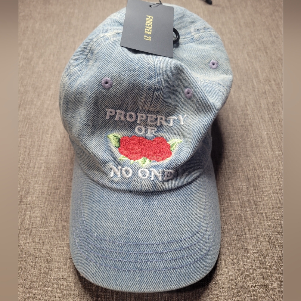Forever 21 Denim Cap NWT "PROPERTY OF NO ONE"